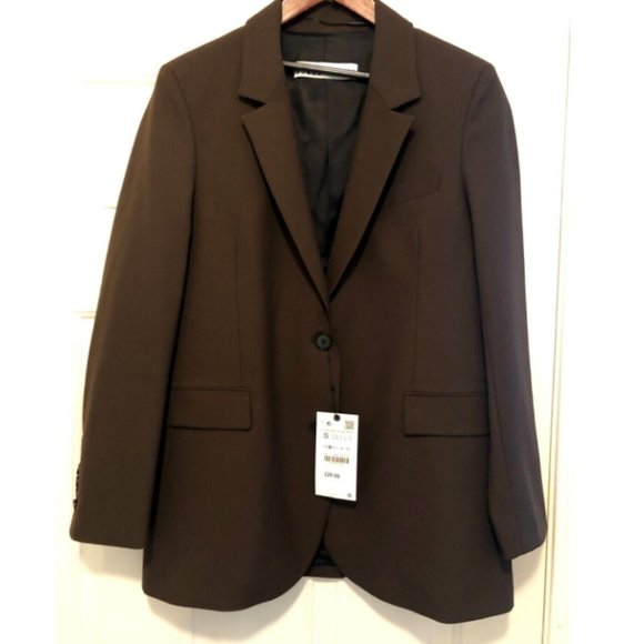 ZARA NEW WOMAN STRAIGHT CUT BLAZER WITH POCKETS BROWN 2600/645 XS-XXL - Picture 8 of 11